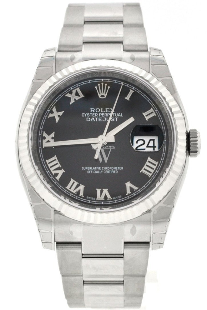 ROLEX 116234 Datejust 36 Black Roman Mens Watch WatchGuyNYC