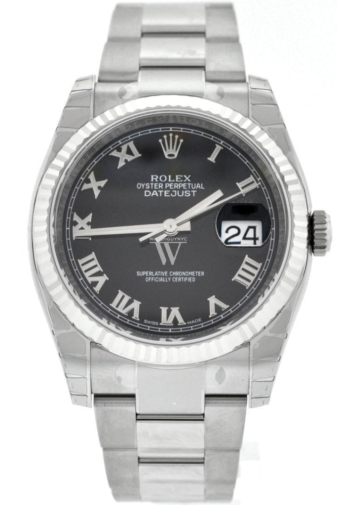 ROLEX 116234 Datejust 36 Black Roman Mens Watch WatchGuyNYC