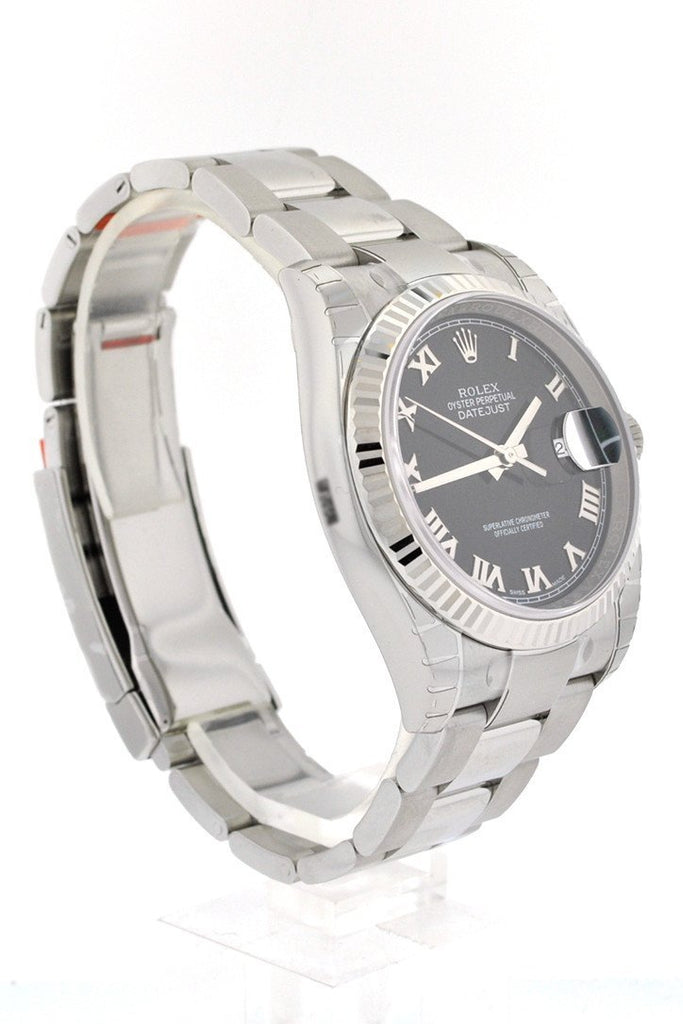 Rolex Datejust 36 Black Roman Dial Steel And 18K Gold Unisex Watch 116234