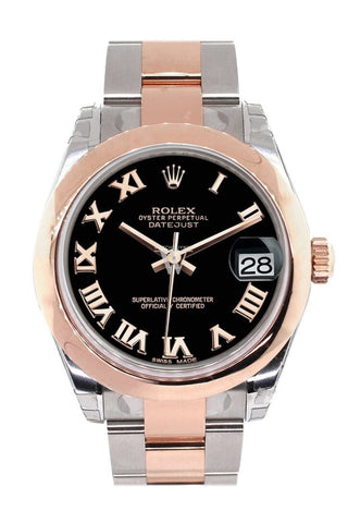 Rolex Datejust 31 Black Roman Dial 18K Rose Gold Two Tone Ladies Watch 178241 / None