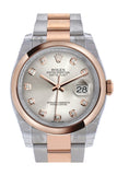 Rolex Datejust 36 Silver set with diamonds Dial Steel and 18k Rose Gold Oyster Watch 116201