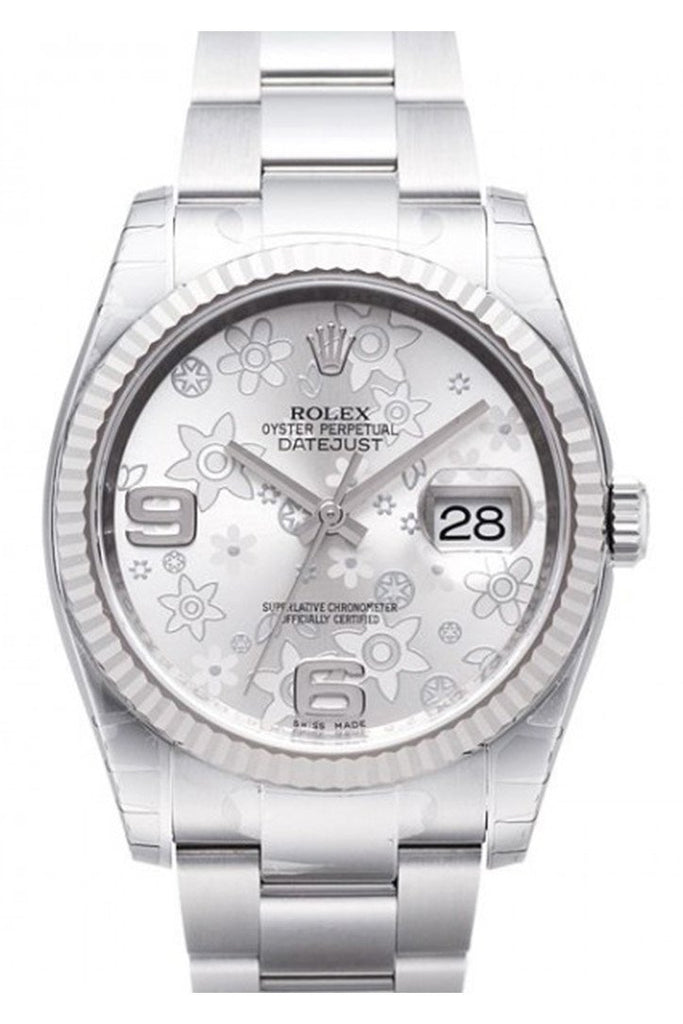 Rolex 116233 Datejust 36 Silver 10 Diamonds 18k Gold WatchGuyNYC New York