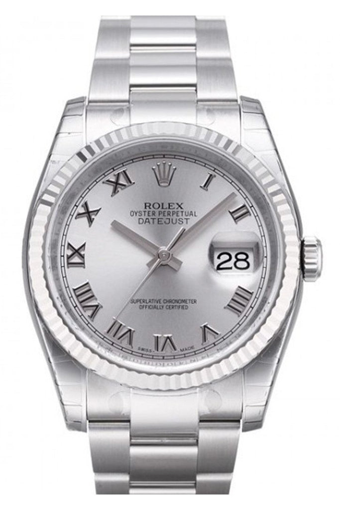 Rolex Datejust 36 Rhodium Roman Dial Steel And 18K Gold Unisex Watch 116234