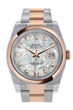 Rolex Datejust 36 White mother-of-pearl set with diamonds Dial Steel and 18k Rose Gold Oyster Watch 116201