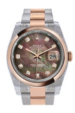 Rolex Datejust 36 Black mother-of-pearl set with diamonds Dial Steel and 18k Rose Gold Oyster Watch 116201