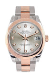 Rolex Datejust 31 Silver Diamond Dial 18K Rose Gold Two Tone Ladies Watch 178241 / None