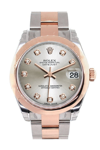 Rolex Datejust 31 Silver Diamond Dial 18K Rose Gold Two Tone Ladies Watch 178241 / None