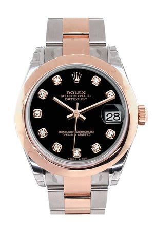 Rolex Datejust 31 Black Diamond Dial 18K Rose Gold Two Tone Ladies Watch 178241 / None