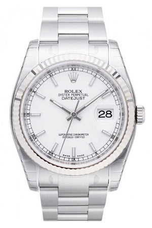 Rolex Datejust 36 White Steel 18K Gold Unisex Watch 116234