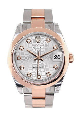 Rolex Datejust 31 Silver Jubilee Diamond Dial 18K Rose Gold Two Tone Ladies Watch 178241 / None