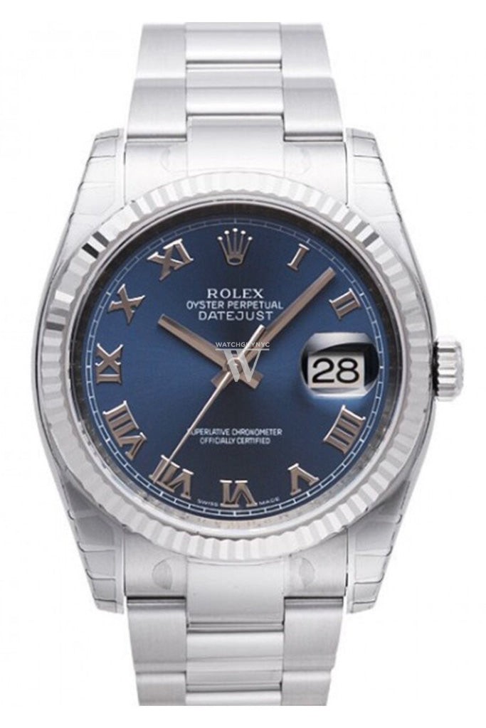 Rolex datejust 36 blue cheap roman