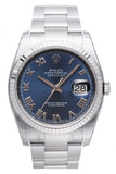 Rolex Datejust 36 Blue Roman Dial Gold Bezel Steel And 18K Mens Watch 116234