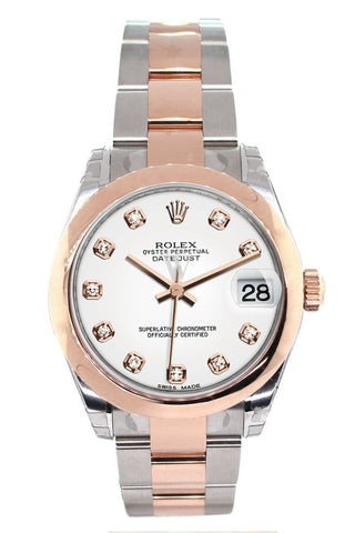 Rolex Datejust 31 White Diamond Dial 18K Rose Gold Two Tone Ladies Watch 178241