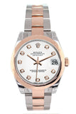 Rolex Datejust 31 White Diamond Dial 18K Rose Gold Two Tone Ladies Watch 178241
