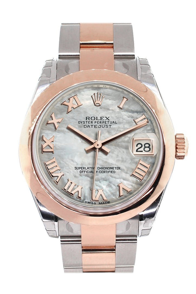 Rolex Datejust 31 White Mother Of Pearl Roman Dial 18K Rose Gold Two Tone Ladies Watch 178241 / None