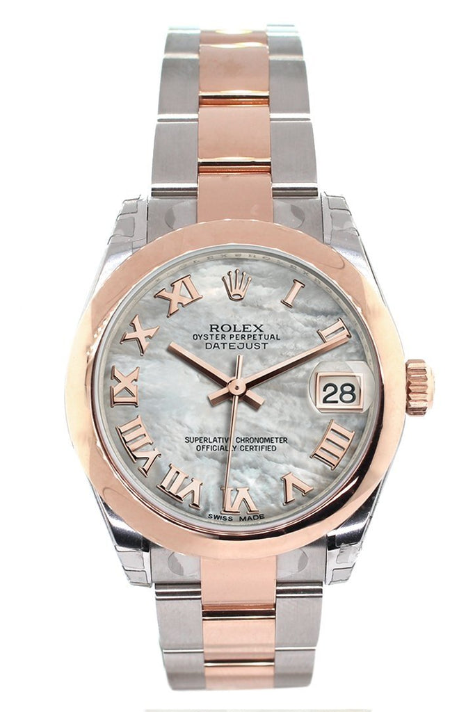 Rolex Datejust 31 White Mother Of Pearl Roman Dial 18K Rose Gold Two Tone Ladies Watch 178241