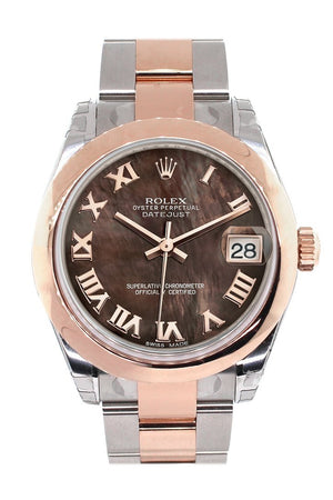 Rolex Datejust 31 Black Mother Of Pearl Roman Dial 18K Rose Gold Two Tone Ladies Watch 178241 / None