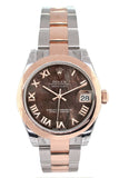 Rolex Datejust 31 Black Mother Of Pearl Roman Dial 18K Rose Gold Two Tone Ladies Watch 178241