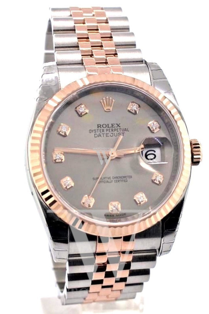 Rolex Datejust 36 Steel Set With Diamonds Dial Fluted And 18K Rose Gold Jubilee Watch 116231