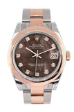 Rolex Datejust 31 Black Mother of Pearl Diamond Dial 18K Rose Gold Two Tone Ladies Watch 178241
