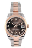 Rolex Datejust 31 Chocolate Roman Large Vi Set With Diamond Dial 18K Rose Gold Two Tone Ladies Watch