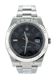 Rolex Datejust II 41 Black Dial 18kt White Gold Fluted Bezel Men's Watch 116334