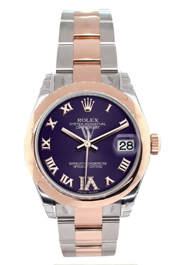 Rolex 178241 Datejust 31 Purple Roman Large VI Set with Diamond Dial Ladies WatchGuyNYC Purple None