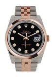 Rolex Datejust 36 Black set with diamonds Dial Steel and 18k Rose Gold Jubilee Watch 116201