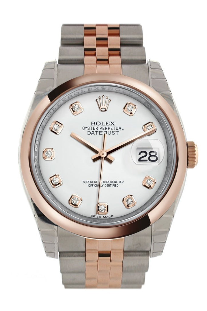 Rolex 116201 Datejust 36 White set with diamonds Dial Rose Gold