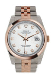 Rolex Datejust 36 White set with diamonds Dial Steel and 18k Rose Gold Jubilee Watch 116201