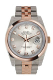 Rolex Datejust 36 Silver set with diamonds Dial Steel and 18k Rose Gold Jubilee Watch 116201