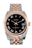 Rolex Datejust 31 Black Roman Dial 18K Rose Gold Two Tone Jubilee Ladies Watch 178241 / None