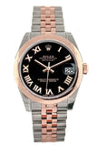 Rolex Datejust 31 Black Roman Dial 18K Rose Gold Two Tone Jubilee Ladies Watch 178241