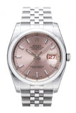 Rolex Datejust 36 Pink Dial Stainless Steel Jubilee Bracelet Men's Watch 116200
