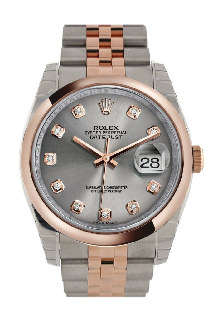 Rolex Datejust 36 Steel Set With Diamonds Dial And 18K Rose Gold Jubilee Watch 116201 / None