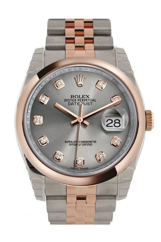 Rolex Datejust 36 Steel Set With Diamonds Dial And 18K Rose Gold Jubilee Watch 116201 / None