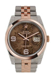 Rolex Datejust 36 Chocolate floral motif set with diamonds Dial Steel and 18k Rose Gold Jubilee Watch 116201