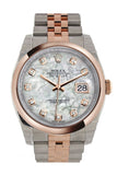 Rolex Datejust 36 White mother-of-pearl set with diamonds Dial Steel and 18k Rose Gold Jubilee Watch 116201