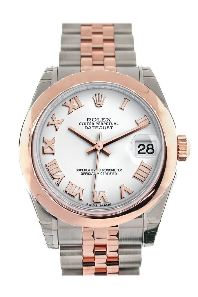 Rolex Datejust 31 White Roman Dial 18K Rose Gold Two Tone Jubilee Ladies Watch 178241 / None
