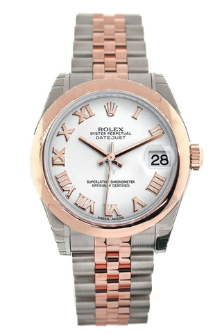 Rolex Datejust 31 White Roman Dial 18K Rose Gold Two Tone Jubilee Ladies Watch 178241