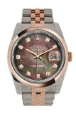 Rolex Datejust 36 Black Mother-Of-Pearl Set With Diamonds Dial Steel And 18K Rose Gold Jubilee Watch
