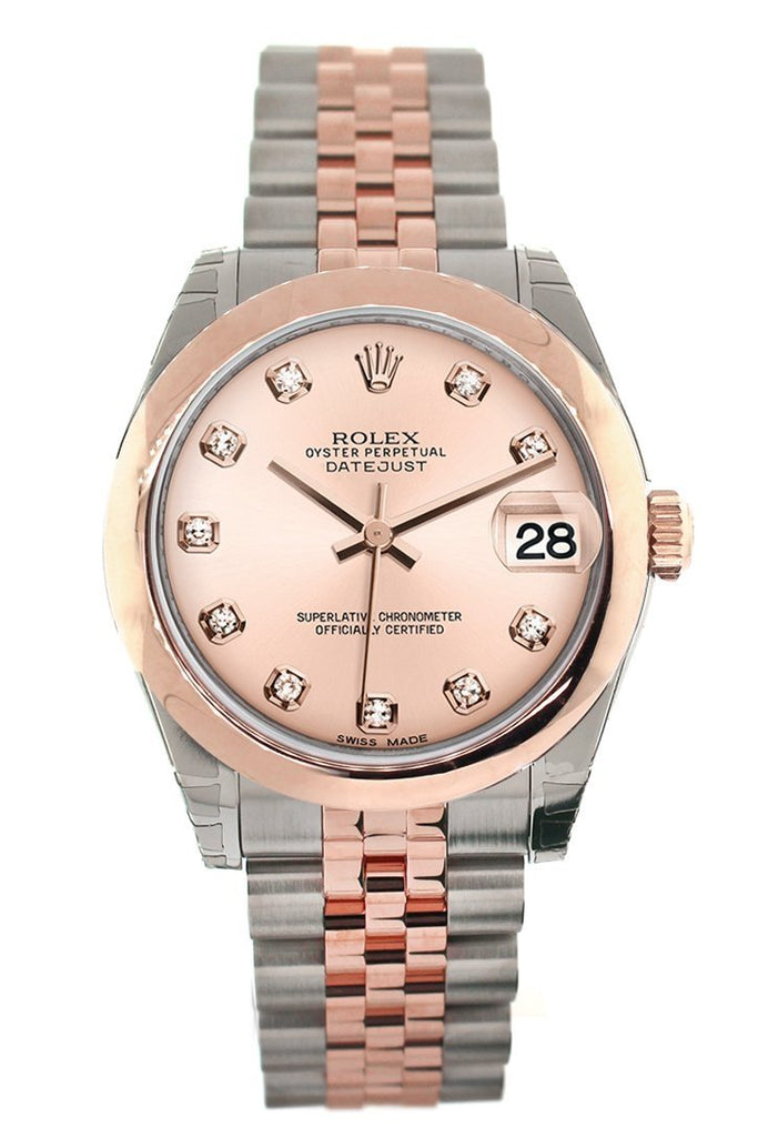 Rolex Datejust 31 Pink Diamond Dial 18K Rose Gold Two Tone Jubilee Ladies Watch 178241