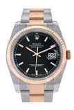 Rolex Datejust 36 Black Dial Fluted Steel and 18k Rose Gold Oyster Watch 116231