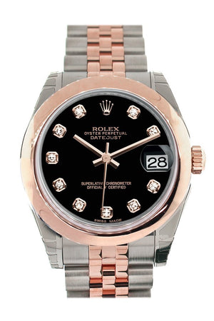 Rolex Datejust 31 Black Diamond Dial 18K Rose Gold Two Tone Jubilee Ladies Watch 178241 / None