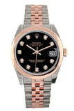 Rolex Datejust 31 Black Diamond Dial 18K Rose Gold Two Tone Jubilee Ladies Watch 178241