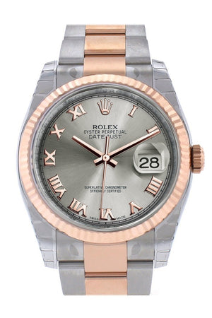Rolex Datejust 36 Steel Roman Dial Fluted And 18K Rose Gold Oyster Watch 116231
