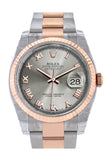 Rolex Datejust 36 Steel Roman Dial Fluted Steel and 18k Rose Gold Oyster Watch 116231