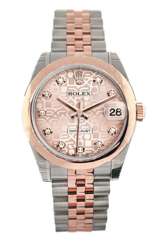 Rolex Datejust 31 Pink Jubilee Diamond Dial 18K Rose Gold Two Tone Ladies Watch 178241
