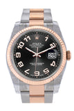 Rolex Datejust 36 Black Arab Dial Fluted Steel and 18k Rose Gold Oyster Watch 116231