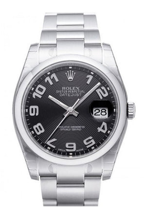 Rolex Datejust 36 Black Concentric Circle Dial Stainless Steel Oyster Automatic Mens Watch 116200 /